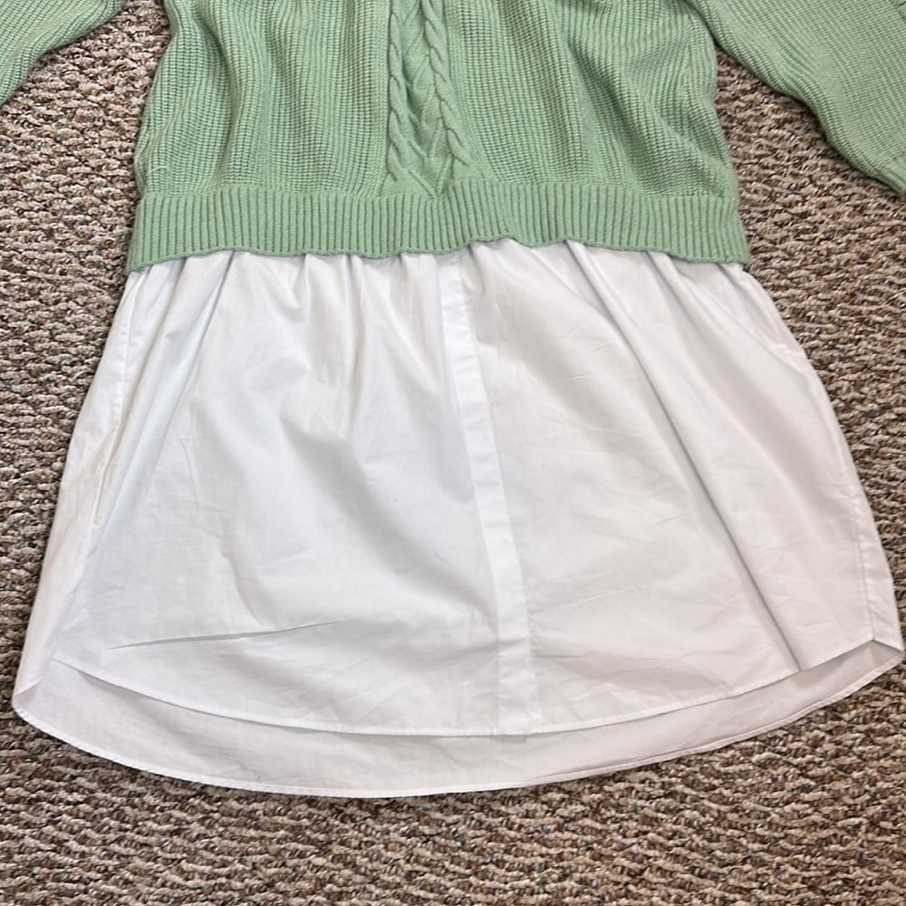 River Island Plus hybrid sweater with bobble sleeve in green - Picture 4 of 7